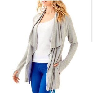 Lilly Pulitzer Elyssa Gray Draped Asymmetrical Open Cardigan Size XS Oversized